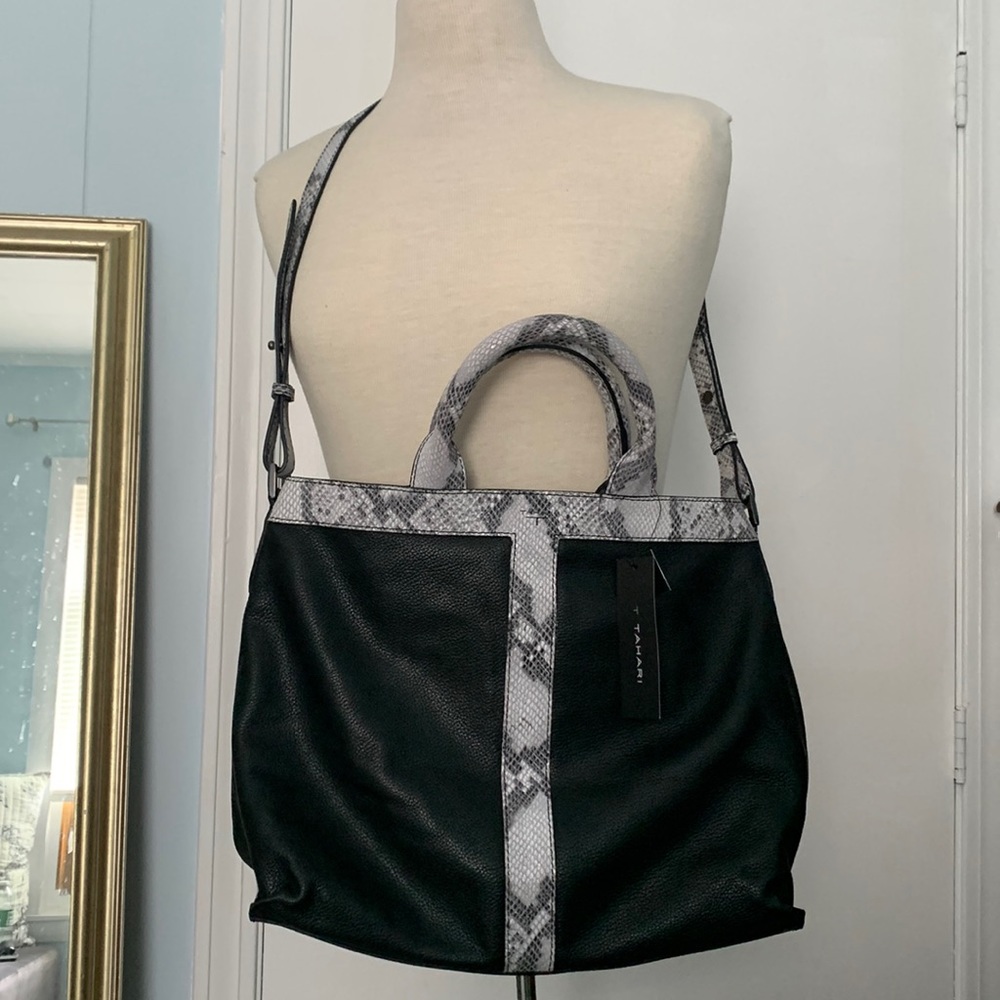 Tahari Taryn Tote black with snake emboss